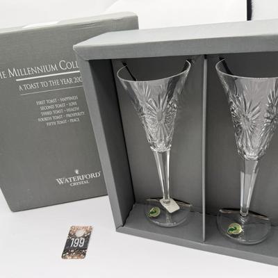 Sale Photo Thumbnail #86: In Their original boxes, NEW, the complete set.
The toasts are Happiness, Prosperity, Health, Love, and Peace.
Also included in Bottle Coaster.
Retail is about $600