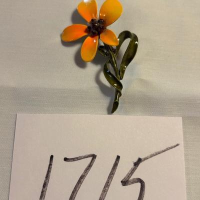 Yellow Enamel Flower Brooch