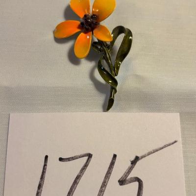 Yellow Enamel Flower Brooch