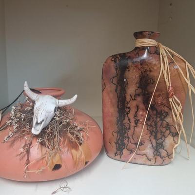 vintage native American art pottery- both are signed on bottom.