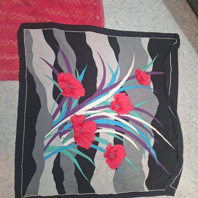 Scarf and a sheer curtain - that color is Hot pink more pink that photo looks