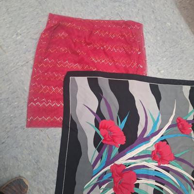 Scarf and a sheer curtain - that color is Hot pink more pink that photo looks