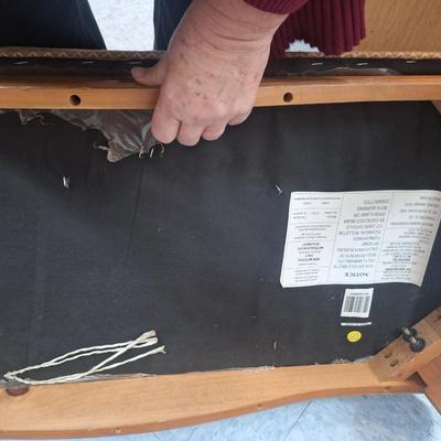 Queen Anne style carved walnut upholstered bench