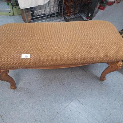 Queen Anne style carved walnut upholstered bench