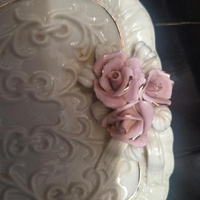 vintage heart shaped porcelain trinket dish