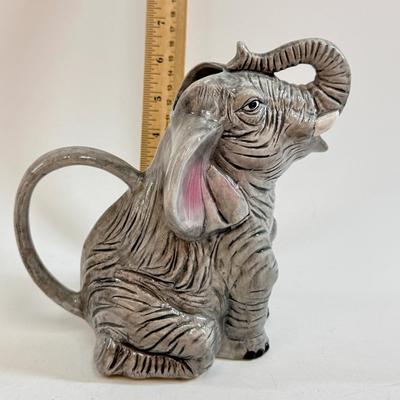 Sale Photo Thumbnail #634: Vintage ceramic elephant creamer or pitcher, produced by CBK Ltd in Taiwan in 1992.