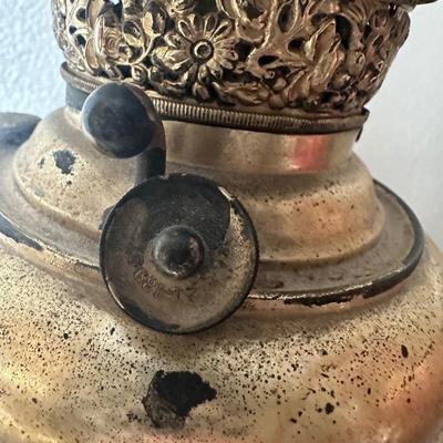 Antique American Made Converted Oil Lamp with Ornate Cherub Body