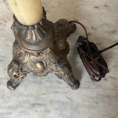 Antique American Made Converted Oil Lamp with Ornate Cherub Body