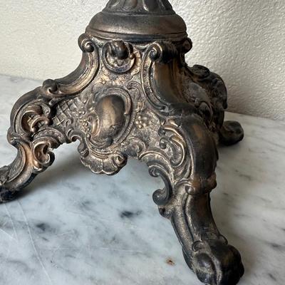 Antique American Made Converted Oil Lamp with Ornate Cherub Body