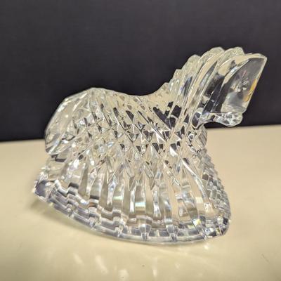 Vintage Irish Waterford Crystal Glass Rocking Horse Paperweight