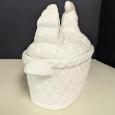 Vintage Ceramic Basket With Chicken Lid