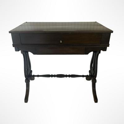 Vintage Petite Slant-Top Writing Desk with Storage Compartments