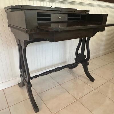 Vintage Petite Slant-Top Writing Desk with Storage Compartments