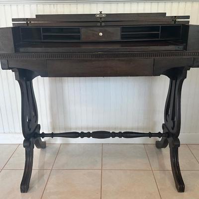 Vintage Petite Slant-Top Writing Desk with Storage Compartments