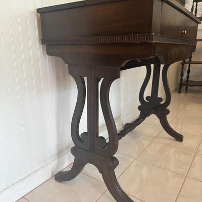 Vintage Petite Slant-Top Writing Desk with Storage Compartments