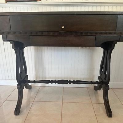 Vintage Petite Slant-Top Writing Desk with Storage Compartments