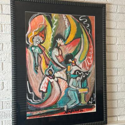 Framed Abstract Figurative Artwork, Signed and Dated ’99