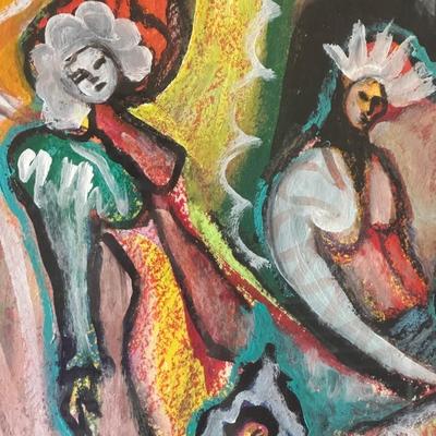 Framed Abstract Figurative Artwork, Signed and Dated ’99