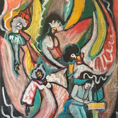 Framed Abstract Figurative Artwork, Signed and Dated ’99