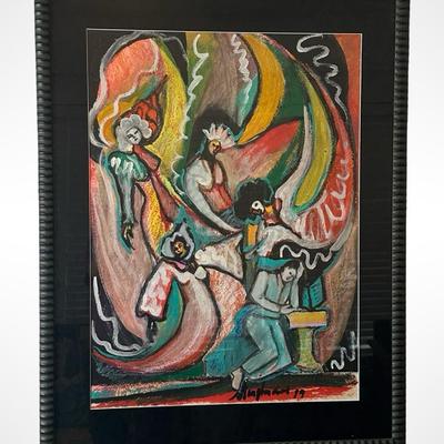Framed Abstract Figurative Artwork, Signed and Dated ’99