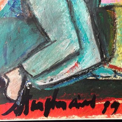 Framed Abstract Figurative Artwork, Signed and Dated ’99