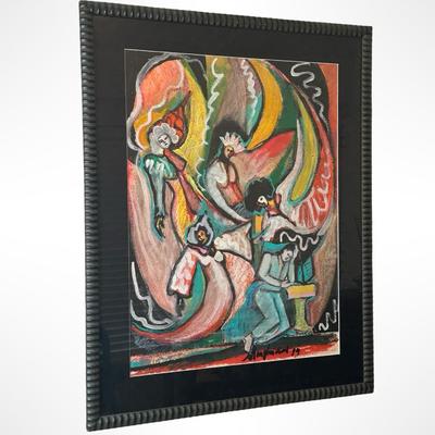 Framed Abstract Figurative Artwork, Signed and Dated ’99
