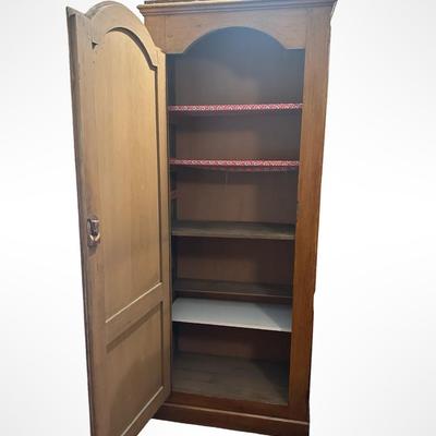 Tall Single-Door Wooden Wardrobe Cabinet with Shelves