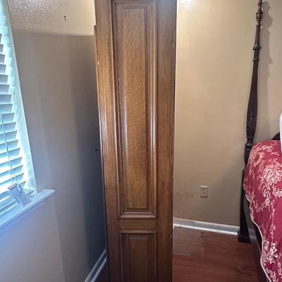 Tall Single-Door Wooden Wardrobe Cabinet with Shelves