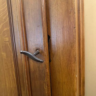 Tall Single-Door Wooden Wardrobe Cabinet with Shelves