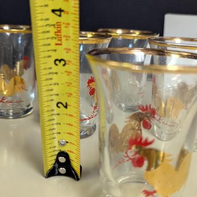 Vintage Cocktail Glasses With Rooster Design