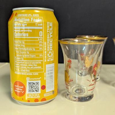 Vintage Cocktail Glasses With Rooster Design