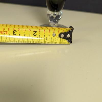 Vintage Olive Green Vase & Amber Etched Vase