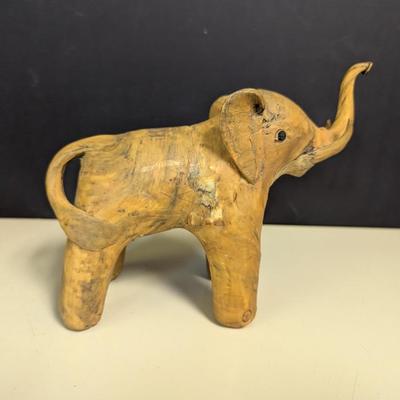 Vintage Crushed Oyster Shell Paper Mache Elephant Figure