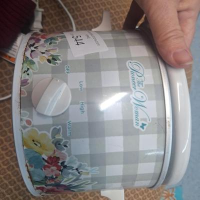 Pioneer Woman Sweet Romance Blossoms 1.5-quart slow cooker.  It's the small size perfect for dip.
