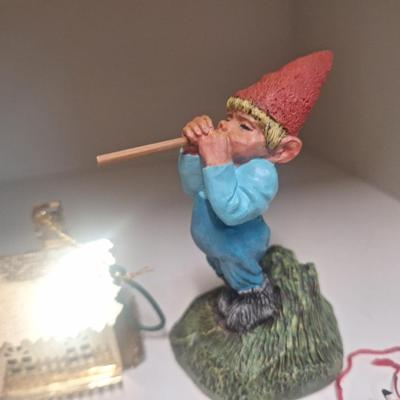 mixed lot of smalls- 1993 Enesco Klas Wickl Ollie gnome, hallmark Fred Flintstone ornament and some other ornaments.