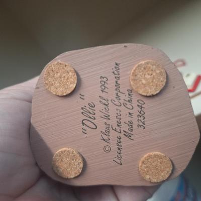 mixed lot of smalls- 1993 Enesco Klas Wickl Ollie gnome, hallmark Fred Flintstone ornament and some other ornaments.