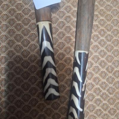 pair of hand-carved African Salad serving utensils