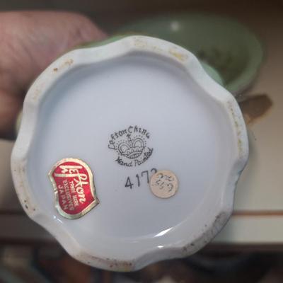 Lefton China "Heritage Green" pitcher and bowl set