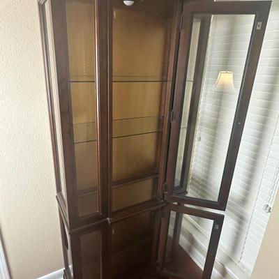 Jasper Lighted Corner Curio Cabinet