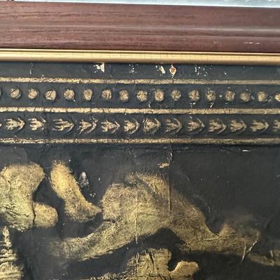 Large Angkor Wat Temple Rubbing Framed in Teak, Cambodia, 1970s, Panoramic Wall Art