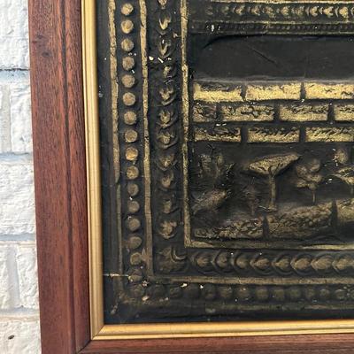 Large Angkor Wat Temple Rubbing Framed in Teak, Cambodia, 1970s, Panoramic Wall Art