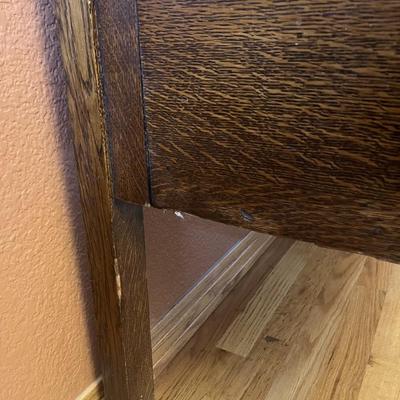 GORGEOUS ANTIQUE TIGER OAK, QUARTER-SAWN, MIRRORED BACK SIDEBOARD OR BUFFET WITH LEADED GLASS DOORS