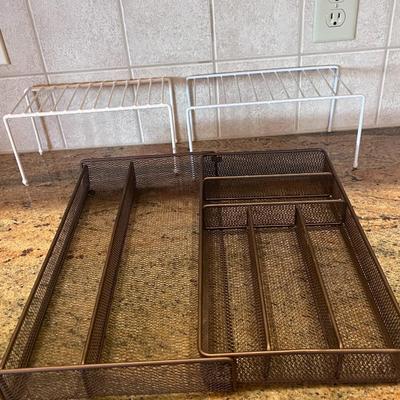 ADJUSTABLE SIZE DRAWER ORGANIZER PLUS 2 CUPBOARD RISERS