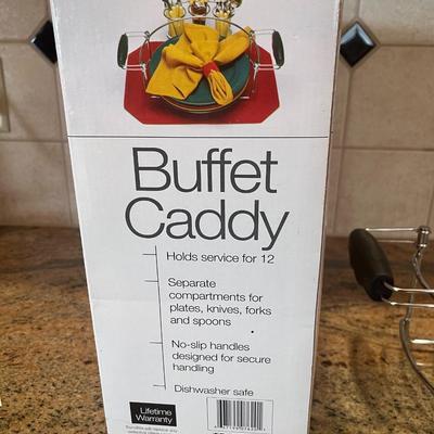 BUFFET CADDY, 2 PLASTIC PITCHERS & PLASTIC CUPS