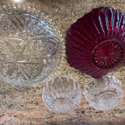 PRINCESS HOUSE VERSATILITY VASE, CONDIMENT BOWLS AND CRACKLE GLASS VASE