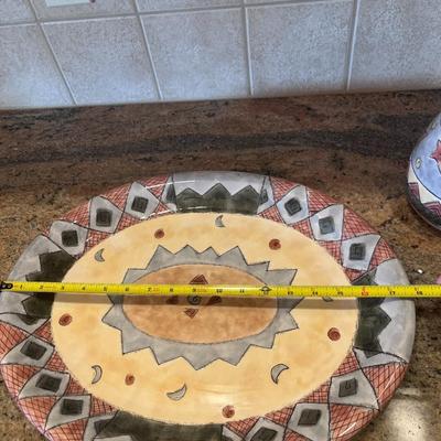 SANGO 18" PLATTER AND MATCHING PITCHER DESIGNED BY SUE LIPKIN