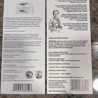 2007-2008 & 2021-2022 US FISH & WILDLIFE MIGRATORY BIRD HUNTING AND CONSERVATION STAMPS