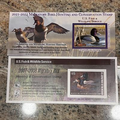 2007-2008 & 2021-2022 US FISH & WILDLIFE MIGRATORY BIRD HUNTING AND CONSERVATION STAMPS