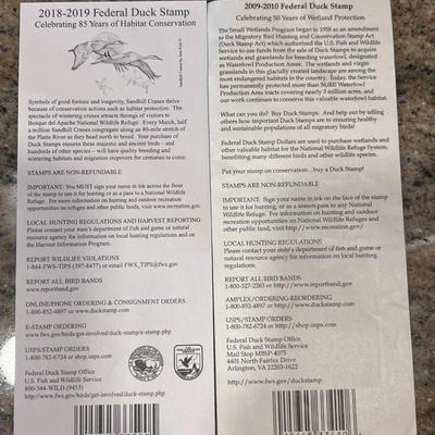 2009-2010 & 2018-2019 US FISH & WILDLIFE MIGRATORY BIRD HUNTING AND CONSERVATION STAMPS