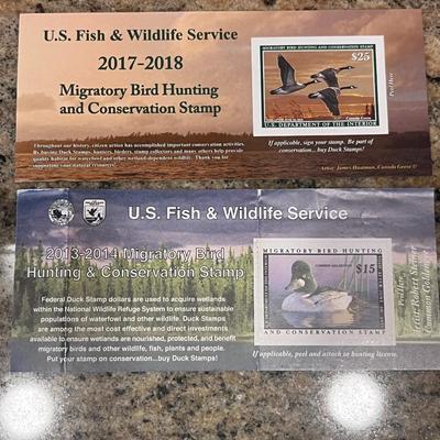 2017-2018 & 2013-2014 US FISH & WILDLIFE MIGRATORY BIRD HUNTING AND CONSERVATION STAMPS